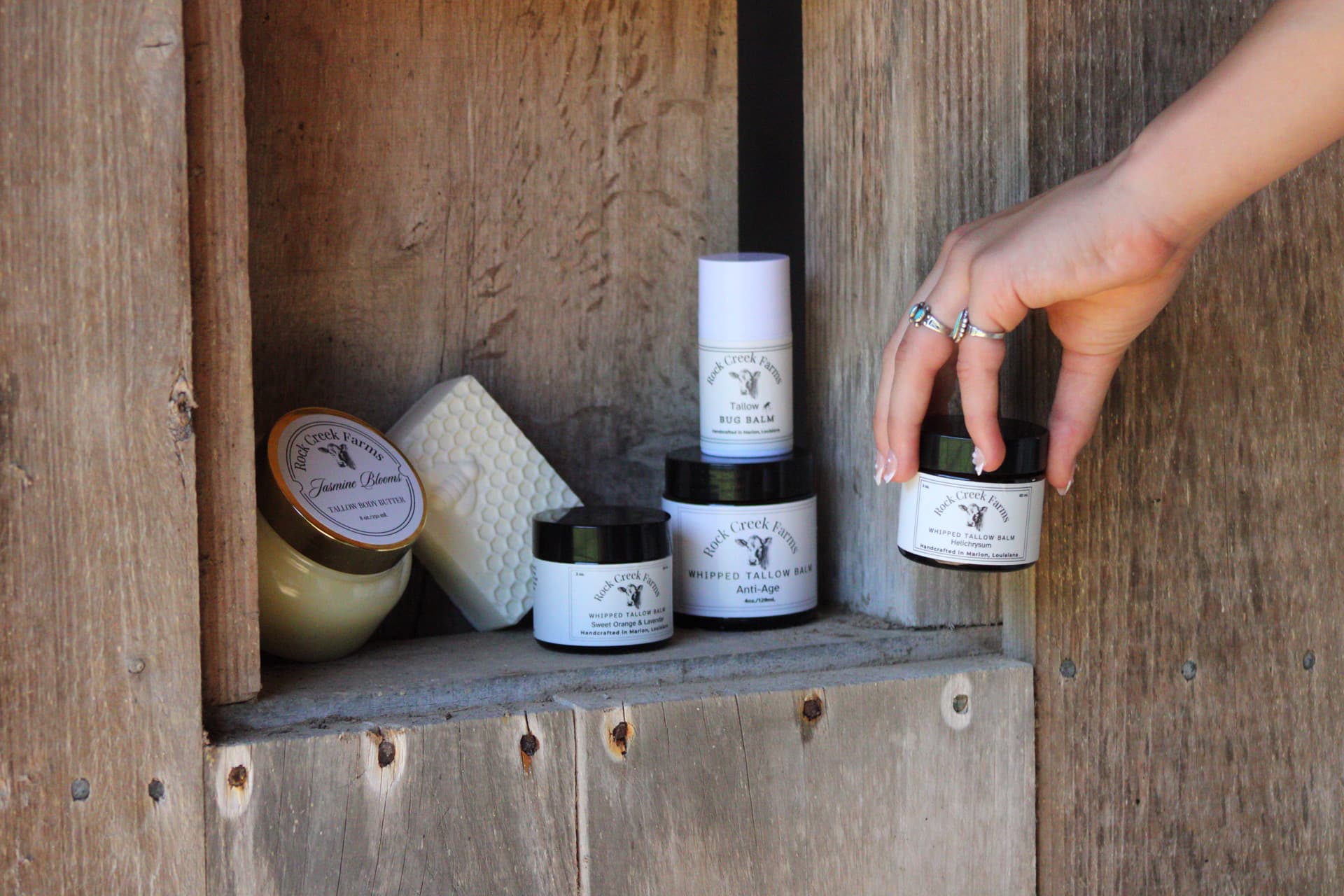 Rock Creek Farms tallow skincare products - click on any product to shop